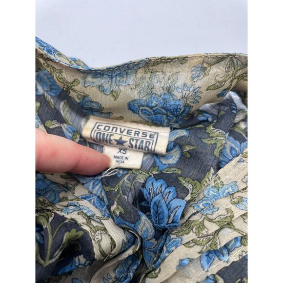 Converse All Star Sheer Floral Short Sleeve Blouse XS - Picture 2 of 7